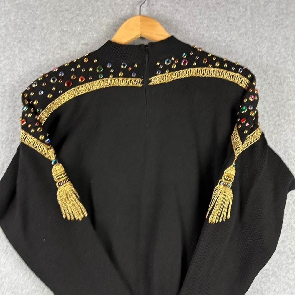 Vintage Antonella Preve NY Gold Tassels & 80's Bling Sweater Size Medium - Picture 4 of 11